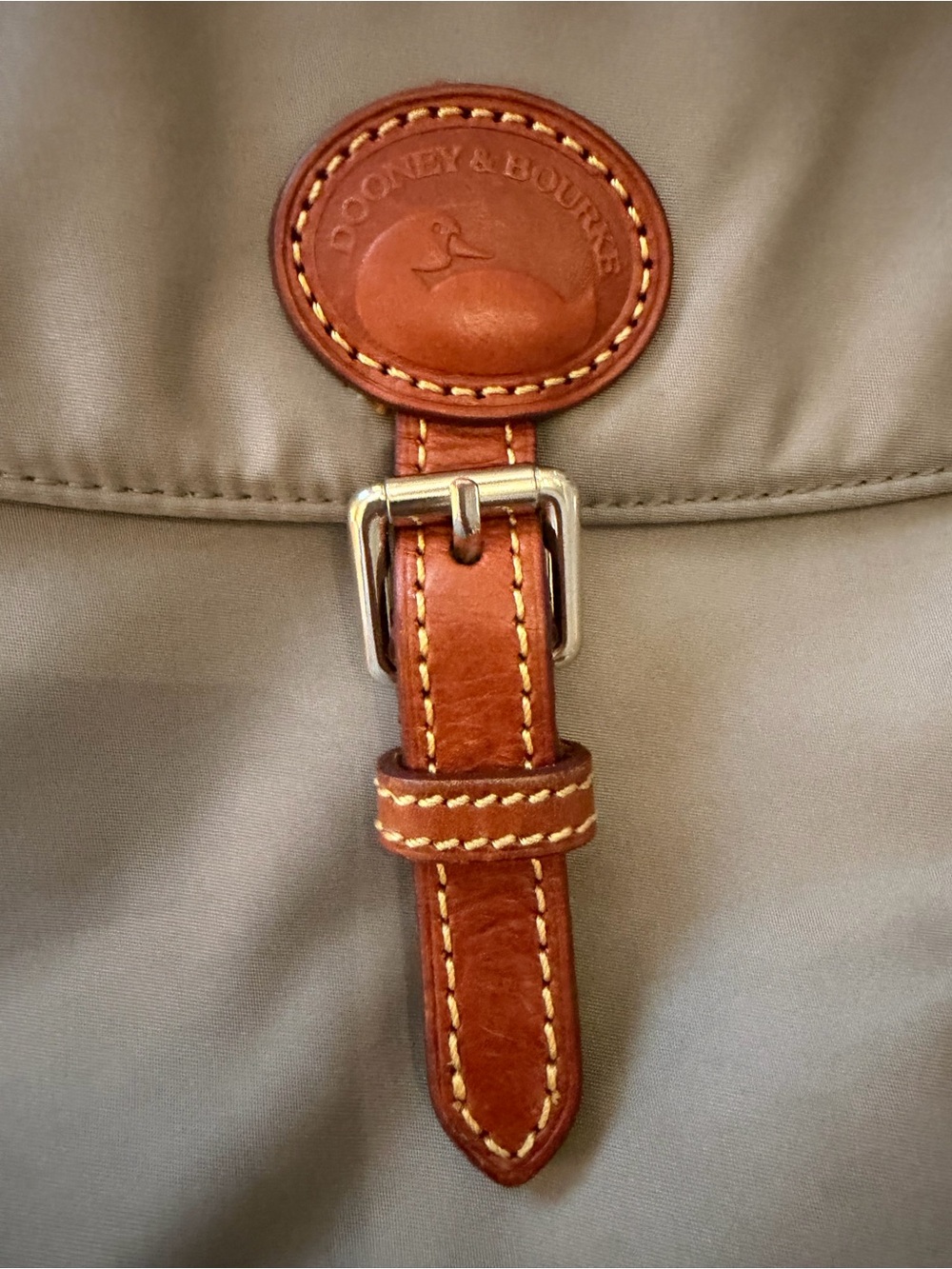 Dooney & Bourke Tan Leather-Trim Backpack Detail